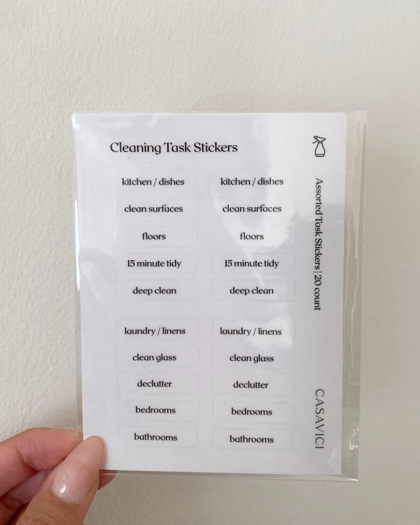 Cleaning Task Stickers | Black Text β CASAVICI